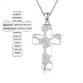 AXOMY Sports Cross Necklace 925 Sterling Silver Football Soccer Pendant Necklaces Football Jewelry Christian Religious Sports Gifts for Men Boys Women Footballer Soccer Lovers in Saudi Arabia