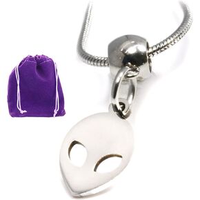 Alien Necklace - This UFO Flying a Big Ufo for a Flying Alien UFO Necklace makes a great Silver UFO Pendant Alien Necklace as Alien Jewlery or Alien Jewelry and for out space fans 100% Stainless Steel