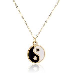 MANZHEN Gold Silver Yin Yang Pendant Necklace for Couples
