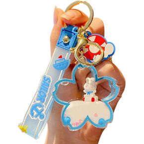 BEXOA Cute Keychain Kawaii Liquid Floating Keychains Accessories Car Key Ring Cartoon Backpack Charms for Kids Girl Women