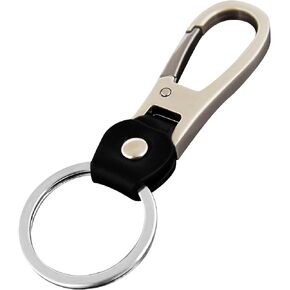Miayaya Leather Keychain Belt Clip Carabiner Leather Keychain Holder with Removable Stainless Steel Key Ring Anti-lost