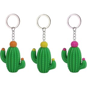 3pcs Cute Cactus Keychain Novelty Ring Child Kids Mini Lovely Gift Light & Sound （includes pink, brown and yellow） in Kuwait