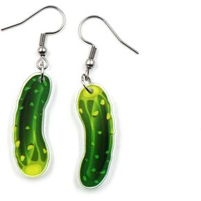Acrylic Cucumber Earrings Cute Gag Green Dangle Pickle Cucumber Earrings Funny Lifelike Jewelry Gifts for Women Girls Pickle Lovers