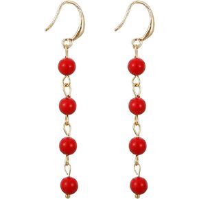 Winssigma Long Pearl Earrings for Women, Shell Pearl Drop Earrings for Women 18k Gold Plated Simulated Pearl Tassel Earrings