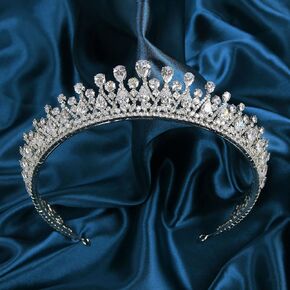 Vintage Women Wedding Tiaras Silver Cubic Zirconia Pageant Crowns Sweet 16 Birthday Prom Party Quinceanera Crowns Bridal Hair Accessories