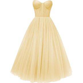 Tvuyet Elegant Tulle Short Prom Dresses for Teens Ball Gown Corset Homecoming Dresses Tea Length Formal Cocktail Dress