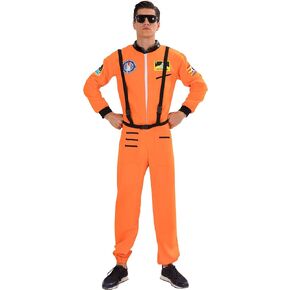 EraSpooky Astronaut Costume Men Halloween Spaceman Suit Adults Pilot Flight Jumpsuit Dress up Party Cosplay