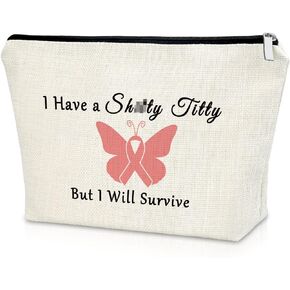 Breast Cancer Awareness Gifts for Women Makeup Bag Cancer Support Gift Inspirational Gift for Friend Female Cosmetic Bag Breast Cancer Survivor Gift Encouraging Gift for Her Cosmetic Travel Pouch