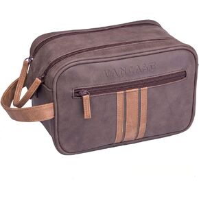 حقيبة أدوات الزينة للسفر للرجال، مجموعة Vancase Vintage Dopp الجلدية، حقائب حلاقة كبيرة مقاومة للماء، منظم دش الحمام المحمول in Kuwait