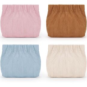 WantGor Corduroy Elastic Makeup Bag, 4PCS Mini Cosmetic Storage Bags Small Coin Purse Hair Travel Tie Organizer Lipstick Hair Accessories Organizers for Women