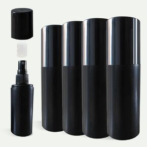 5 Pack Plastic Spray Bottles 100ml/3.5oz Travel Spray Bottle Reusable Empty Plastic Spray Bottle Double Cap Protection Perfume Essential Oil Travel Cleaner Botanical Cosmetic Bottle Black in Saudi Arabia