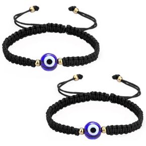 SUMMER LOVE 8mm 10mm Black Red String Evil Eye Bracelet Mal De Ojo Kabbalah Amulet Nazar for Family Couple Bestfriend Women Men Girls Boys