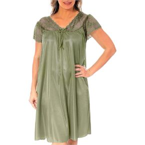 YafeMarte Nightgown for Women Cap Sleeves Sexy Silky Feeling with a Floral Lace Design