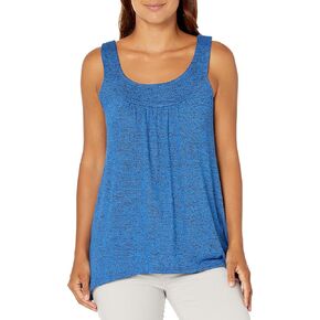 Star Vixen Women's Petite Slvless U-Neck Band Sharkbite Hem Sweater Knit Top Blouse