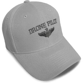 Baseball Cap Drone Pilot Gray Embroidery Dad Hats for Men & Women Strap Closure
