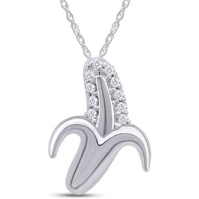 Jewel Zone US 14k Gold Over Sterling Silver Cubic Zirconia Banana Pendant Necklace