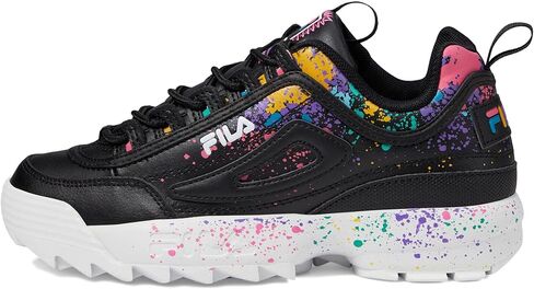 Fila Disruptor II DIY (طفل كبير) أسود/أبيض/وردي صادم 4.5 طفل كبير M in Saudi Arabia