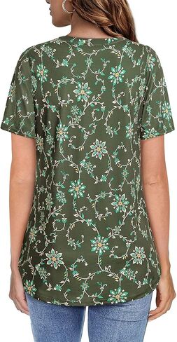 Youtalia Women's V Neck Blouse Short Sleeve Knit Tops Casual Ladies Work Shirts in Kuwait