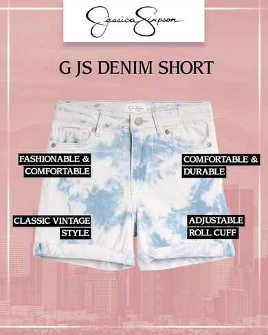 Jessica Simpson Girls' Shorts - 5 Pocket Stretch Denim Jean Short - Distressed Denim Acid Washed Jean Shorts for Girls (7-16) in Saudi Arabia