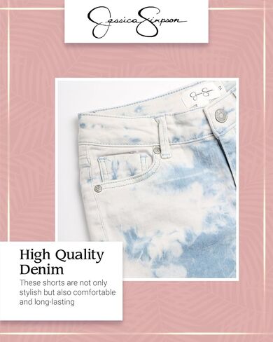 Jessica Simpson Girls' Shorts - 5 Pocket Stretch Denim Jean Short - Distressed Denim Acid Washed Jean Shorts for Girls (7-16) in Saudi Arabia