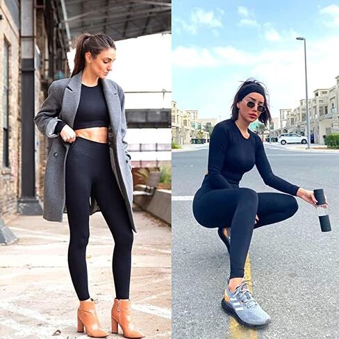 Jetjoy Exercise Outfits for Women 2 Pieces Ribbed Seamless Yoga Outfits Sports Bra and Leggings Set Tracksuits 2 Piece in Saudi Arabia