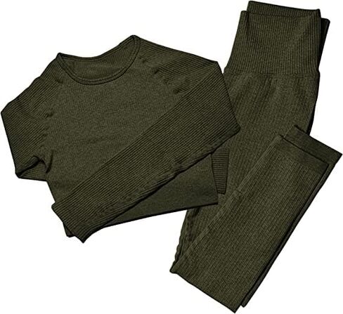 Jetjoy Exercise Outfits for Women 2 Pieces Ribbed Seamless Yoga Outfits Sports Bra and Leggings Set Tracksuits 2 Piece in Saudi Arabia