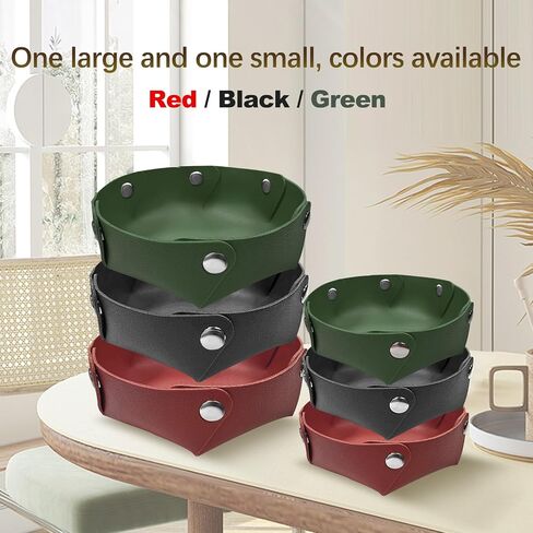 PU Leather Tray Jewelry Tray,Table Tray Bedside Nightstand Desk Tray,Decorative Portable Entryway Desktop Catchall Trays for Phone Wallet Coin Change Nightstand Key Tray (Red) in Saudi Arabia
