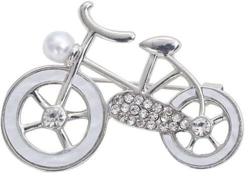 Silver Bicycle Brooch Zircon Bicycle Shape Pin Metal Unisex Vintage Bike Badge for Women Clothing Bag Jacket Denim Accessories Jewelry Gift, Alloy Steel, no gemstone in Kuwait