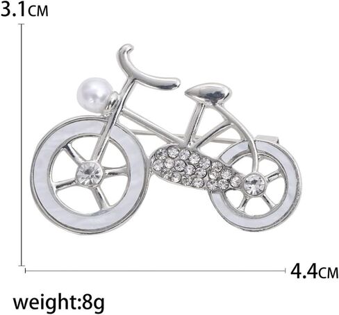 Silver Bicycle Brooch Zircon Bicycle Shape Pin Metal Unisex Vintage Bike Badge for Women Clothing Bag Jacket Denim Accessories Jewelry Gift, Alloy Steel, no gemstone in Kuwait