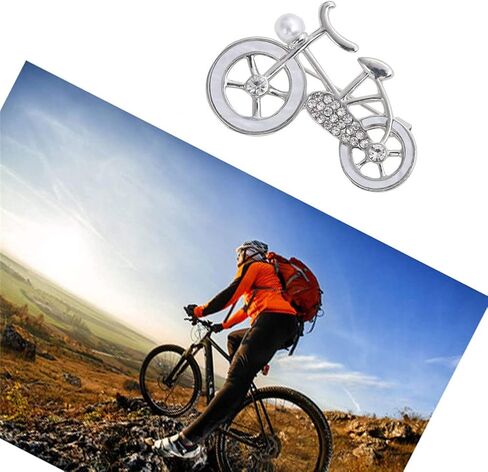 Silver Bicycle Brooch Zircon Bicycle Shape Pin Metal Unisex Vintage Bike Badge for Women Clothing Bag Jacket Denim Accessories Jewelry Gift, Alloy Steel, no gemstone in Kuwait