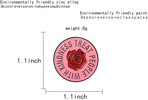 Treat People with Kindness Enamel Pin Red Rose Round Brooch Pin Quote Pins Kindness Lovely Enamel Bag Lapel Pin Shirt Badge Brooche Gift for Wedding Party Jewelry in Saudi Arabia