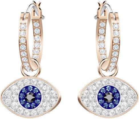 Swarovski Duo Evil Eye Hoop Pierced Earrings Dark Multi One Size in Saudi Arabia