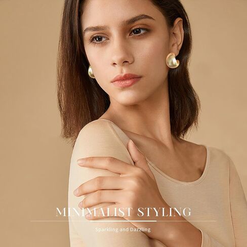 Chunky Gold Hoop Earrings for Women 18K Real Gold Plated Teardrop Earrings for Women Girls Hypoallergenic Lightweight Drop Hoops Earrings Trendy Jewelry Gifts in Saudi Arabia