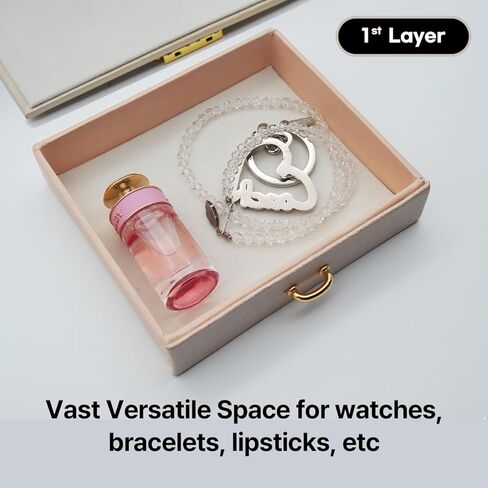 منظم مجوهرات من 3 طبقات - تصميم موفر للمساحة وتخزين متعدد الاستخدامات للخواتم والأقراط والقلائد والأساور - المنظم المثالي للإكسسوارات الأنيقة (أزرق داكن، بدون أجنحة) in Kuwait