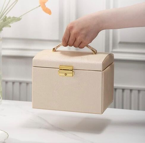 منظم مجوهرات من 3 طبقات - تصميم موفر للمساحة وتخزين متعدد الاستخدامات للخواتم والأقراط والقلائد والأساور - المنظم المثالي للإكسسوارات الأنيقة (أزرق داكن، بدون أجنحة) in Kuwait