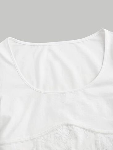 Floerns Women's Solid Long Sleeve Scoop Neck Bustier Crop Top Tee Shirt in Saudi Arabia