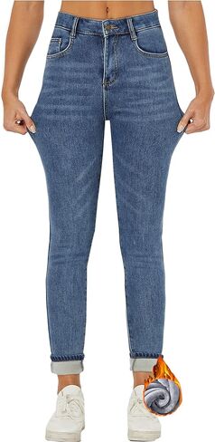 heipeiwa Womens Winter Jeans Fleece Lined High Waist Skinny Jeans Warm Denim Jeggings in Saudi Arabia