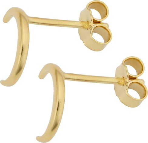 Kooljewelry 14k Yellow Gold High Polish Crescent Moon Stud Earrings in Saudi Arabia