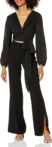 BCBGMAXAZRIA Women's Cropped Wrap Top with Bow in Saudi Arabia