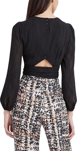 BCBGMAXAZRIA Women's Cropped Wrap Top with Bow in Saudi Arabia