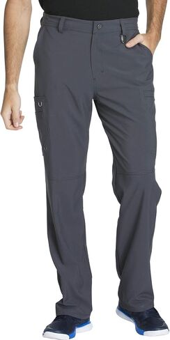 Cherokee Infinity Men Scrubs Set CK900A V-Neck Top & CK200A Fly Front Pant, Pewter- S Top/S Pant in Saudi Arabia