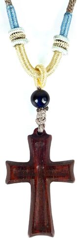 ZYUCWTS Nature Wooden Cross Necklace Jewelry for Women Men Catholic Gifts Wood Crafts Rear View Mirror Crucifix Pendant Hanging in Saudi Arabia