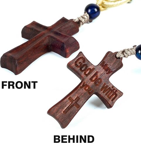 ZYUCWTS Nature Wooden Cross Necklace Jewelry for Women Men Catholic Gifts Wood Crafts Rear View Mirror Crucifix Pendant Hanging in Kuwait