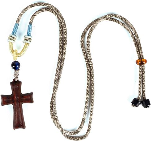 ZYUCWTS Nature Wooden Cross Necklace Jewelry for Women Men Catholic Gifts Wood Crafts Rear View Mirror Crucifix Pendant Hanging in Kuwait
