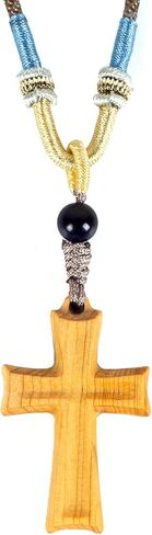 ZYUCWTS Nature Wooden Cross Necklace Jewelry for Women Men Catholic Gifts Wood Crafts Rear View Mirror Crucifix Pendant Hanging in Saudi Arabia