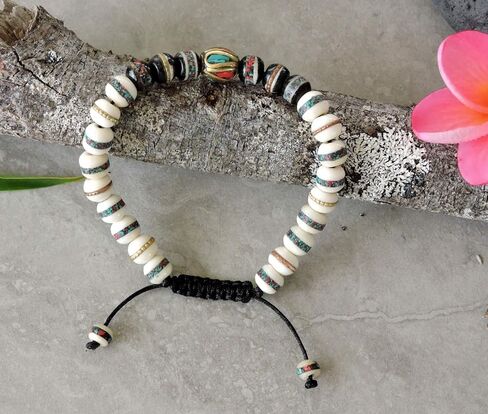 Embedded Medicine Bracelet Yoga Healing Beads Adjustable Wrist Mala Many Color Choices (White/Black/) in Kuwait