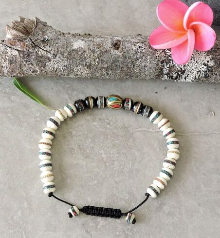 Embedded Medicine Bracelet Yoga Healing Beads Adjustable Wrist Mala Many Color Choices (White/Black/) in Kuwait