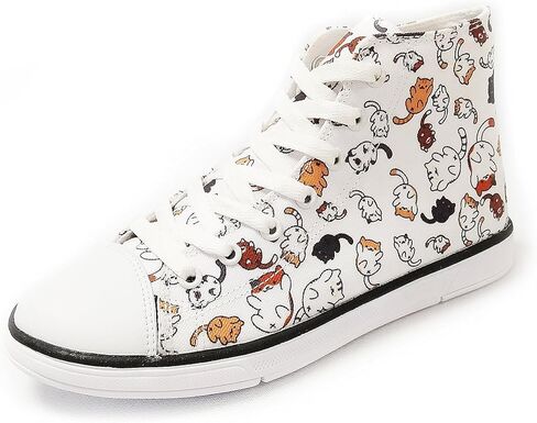 Shoes for Women Animal Printed Shoes High Tops Ladies Cute Cat Shoes for Women Spring Shoes Cat Dog Print Shoes for Women in Saudi Arabia