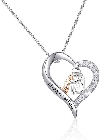Zuo Bao Pet Memorial Jewelry My Angel Has Paws Bracelet Angel Paw Print Charm Necklace for Dog Lovers in Saudi Arabia