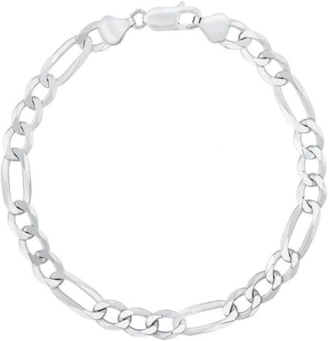 ARGENTO REALE 925 Sterling Silver 3MM 3.5MM, 4MM, 4.5MM,7MM,8MM,10.5MM Figaro Link Chain Necklace - Silver Figaro Link Necklace for Men 18-30 in Kuwait